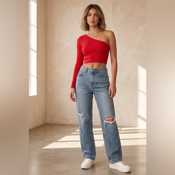 Abercrombie & Fitch Light Blue Distressed Boyfriend Jeans SIze 26 - Picture 2 of 12